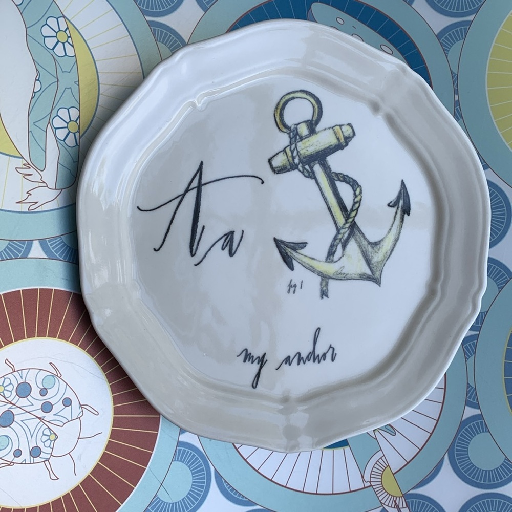⚓️Anthropologie Linea Carta Diva Pyari Canapé A Plate Anchor